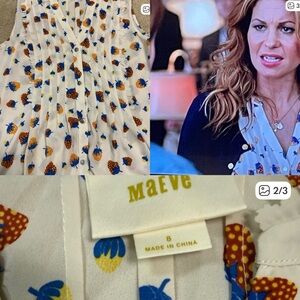 Maeve White Blouse with strawberry print as seen on Candace Cameron Bure